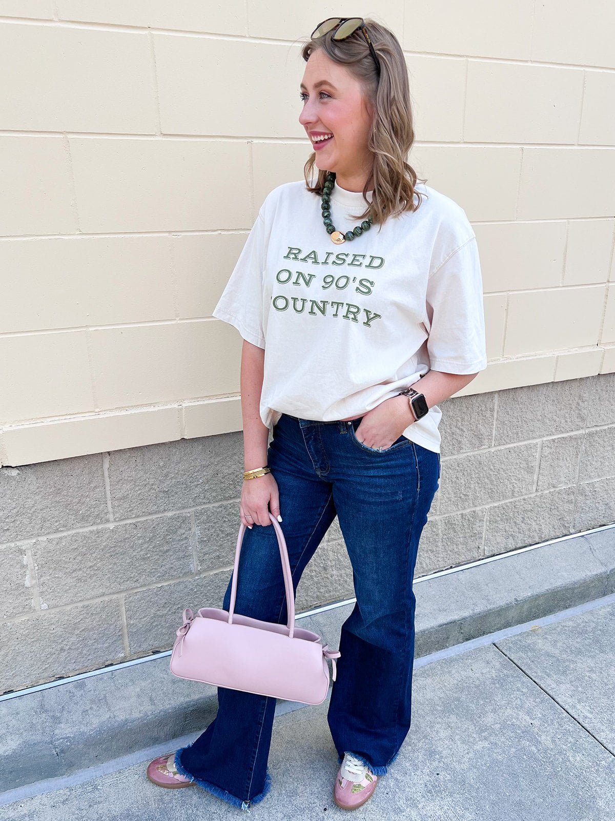 Raised on 90s Country Graphic Top - The Pink Pineapple 850
