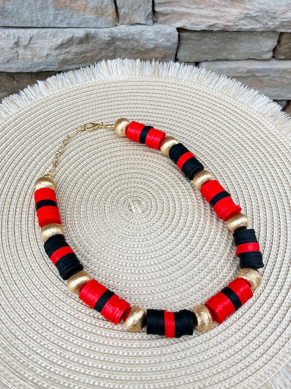Red, Black & Gold School Spirit Necklace - The Pink Pineapple 850