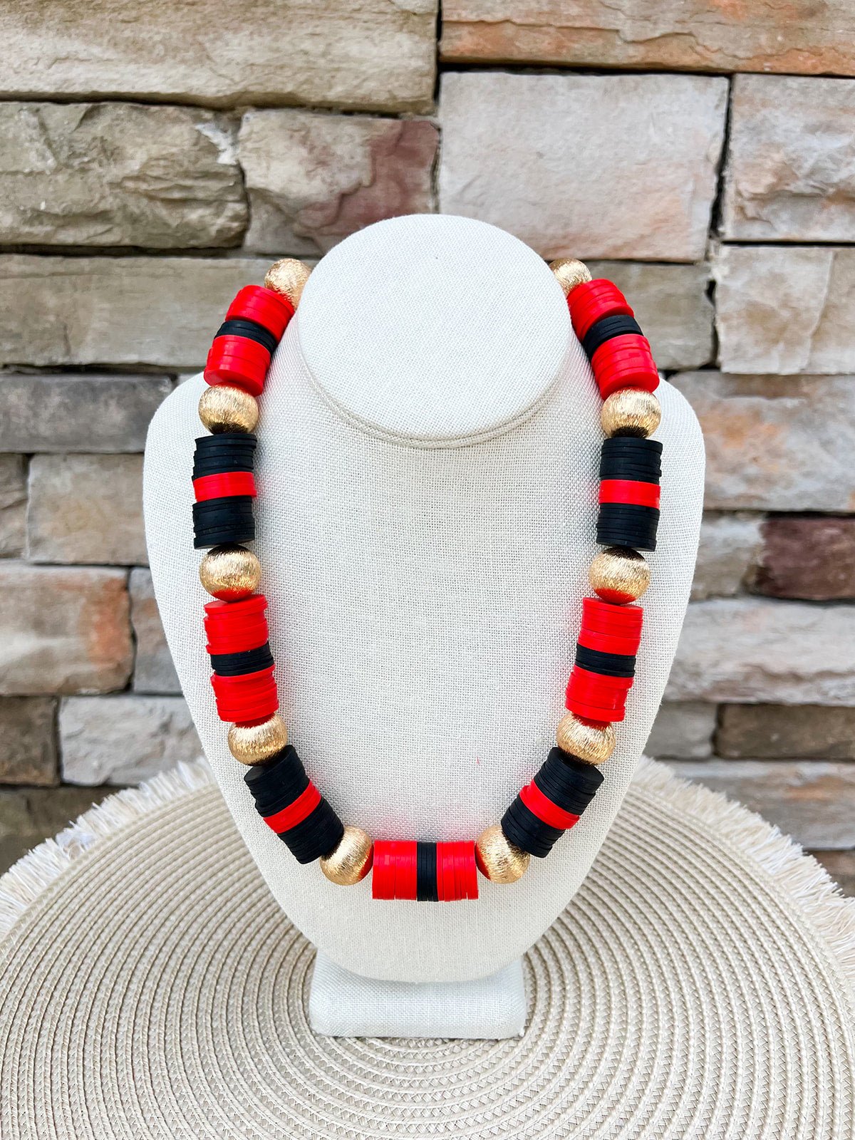Red, Black & Gold School Spirit Necklace - The Pink Pineapple 850