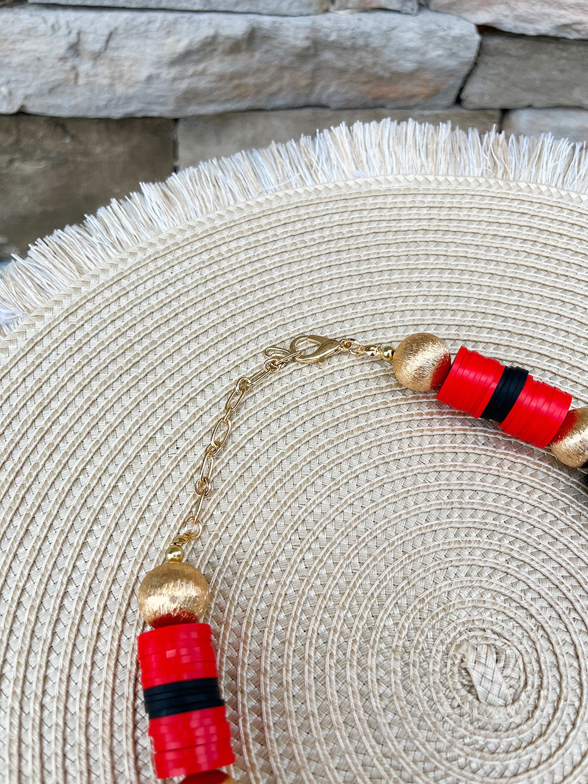 Red, Black & Gold School Spirit Necklace - The Pink Pineapple 850