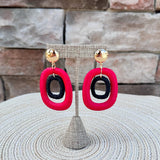 Red & Black Rattan Oval Drop Hoops - The Pink Pineapple 850