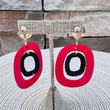 Red & Black Rattan Oval Drop Hoops - The Pink Pineapple 850