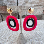 Red & Black Rattan Oval Drop Hoops - The Pink Pineapple 850