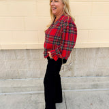 Red Ruffle Holiday Flannel Top - The Pink Pineapple 850