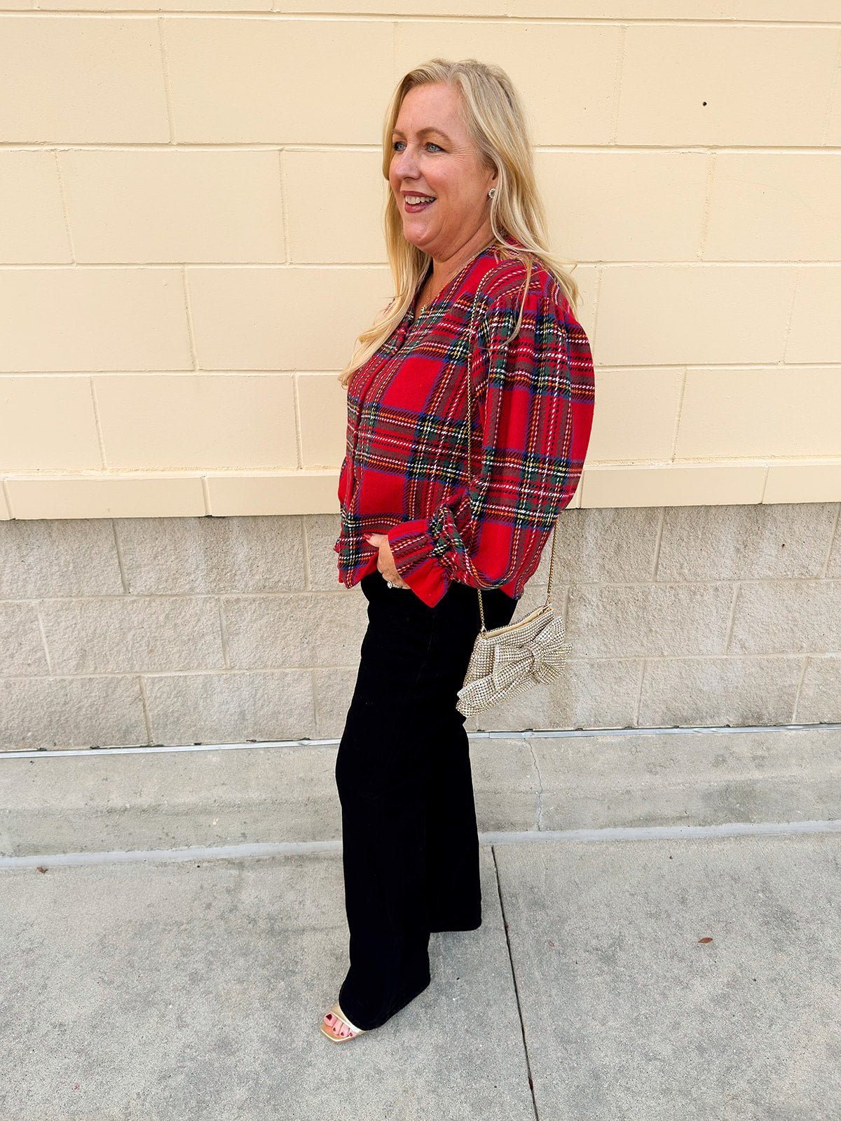 Red Ruffle Holiday Flannel Top - The Pink Pineapple 850