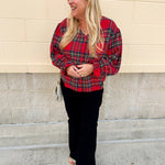 Red Ruffle Holiday Flannel Top - The Pink Pineapple 850