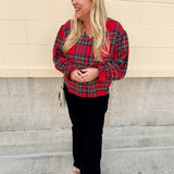 Red Ruffle Holiday Flannel Top - The Pink Pineapple 850