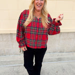 Red Ruffle Holiday Flannel Top - The Pink Pineapple 850