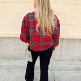 Red Ruffle Holiday Flannel Top - The Pink Pineapple 850