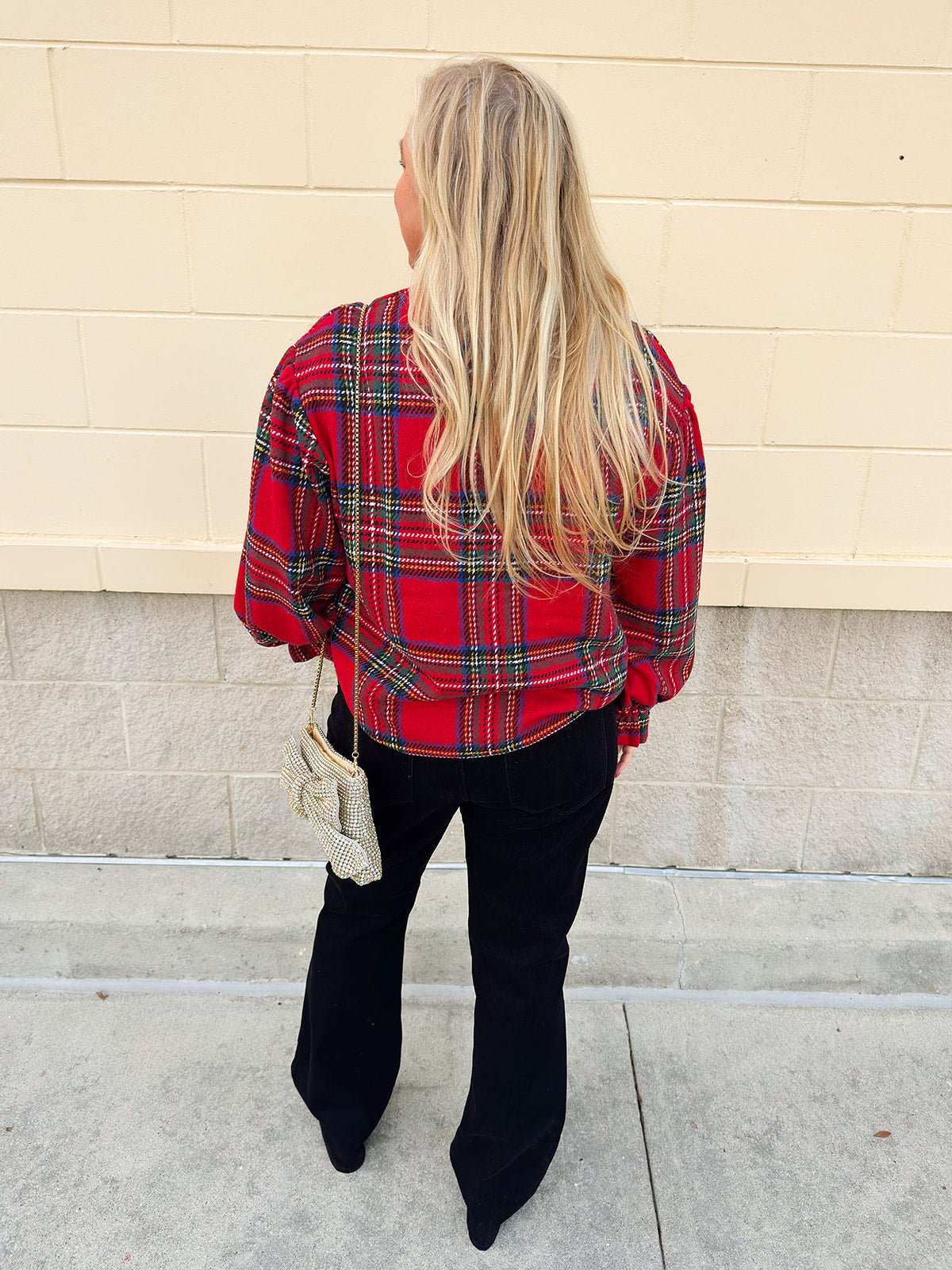 Red Ruffle Holiday Flannel Top - The Pink Pineapple 850