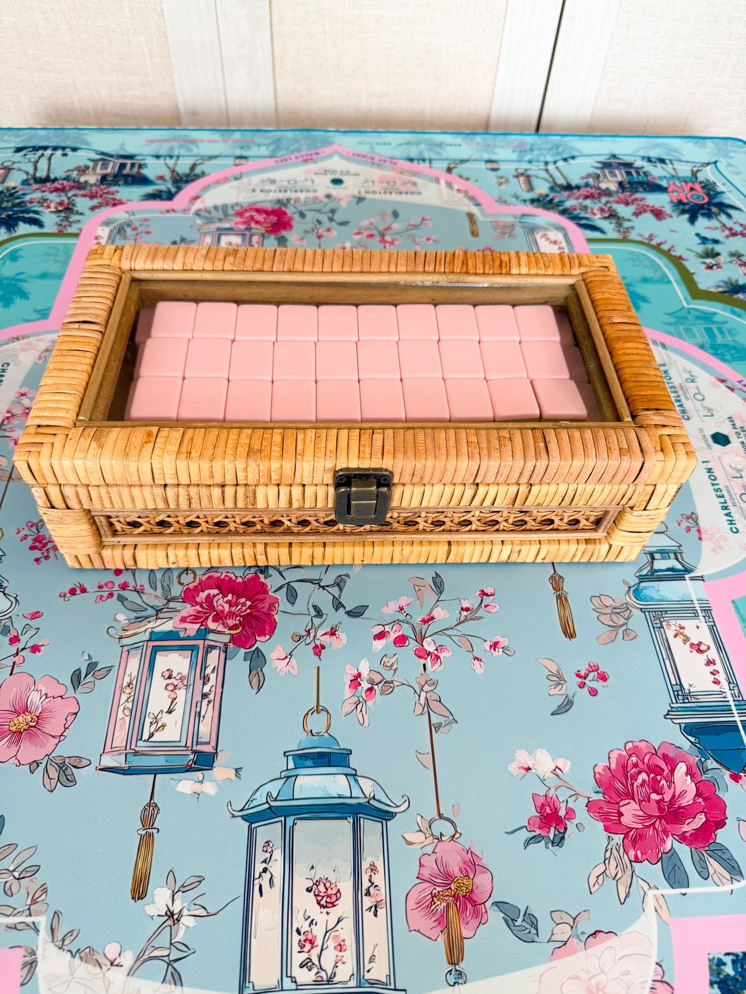 Regent Rattan Mahjong Tile Box - The Pink Pineapple 850
