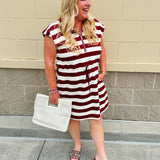 *RESTOCK* Sideline Stripes Zip - Up Mini Dress - The Pink Pineapple 850