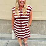 *RESTOCK* Sideline Stripes Zip - Up Mini Dress - The Pink Pineapple 850