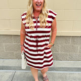 *RESTOCK* Sideline Stripes Zip - Up Mini Dress - The Pink Pineapple 850