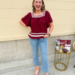 *RESTOCK* Victory Tape Square Neck Top - The Pink Pineapple 850