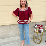 *RESTOCK* Victory Tape Square Neck Top - The Pink Pineapple 850