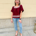 *RESTOCK* Victory Tape Square Neck Top - The Pink Pineapple 850