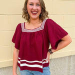 *RESTOCK* Victory Tape Square Neck Top - The Pink Pineapple 850