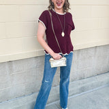 *RESTOCK* Victory Vibes Scallop Sweater Top - The Pink Pineapple 850