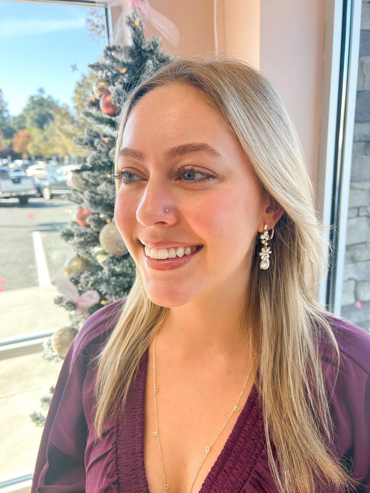 Rhinestone Crystal Dangling Earrings - The Pink Pineapple 850