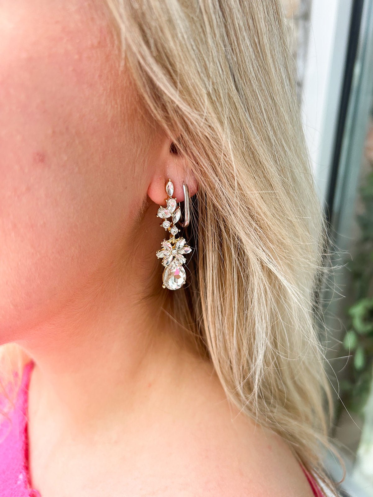 Rhinestone Crystal Dangling Earrings - The Pink Pineapple 850