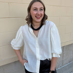 Rhinestone Reverie Blouse in Cream - The Pink Pineapple 850