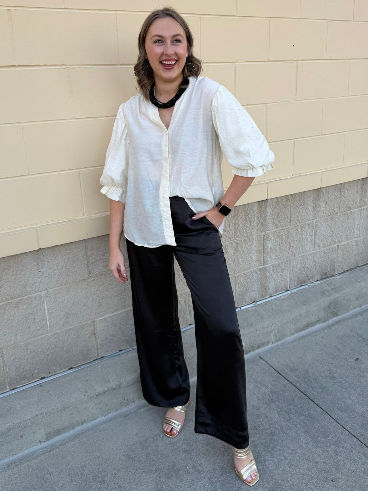 Rhinestone Reverie Blouse in Cream - The Pink Pineapple 850