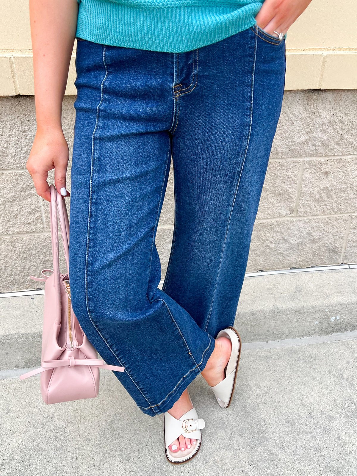 [Risen] City Muse High Rise Wide Leg Ankle Jean - The Pink Pineapple 850