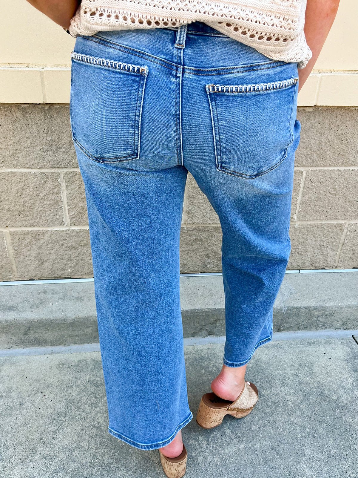 [RISEN] Harbor Stitch Crop Wide Leg Jeans - The Pink Pineapple 850
