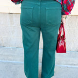 [Risen] Luxe High Rise Crop Jeans in Hunter Green - The Pink Pineapple 850