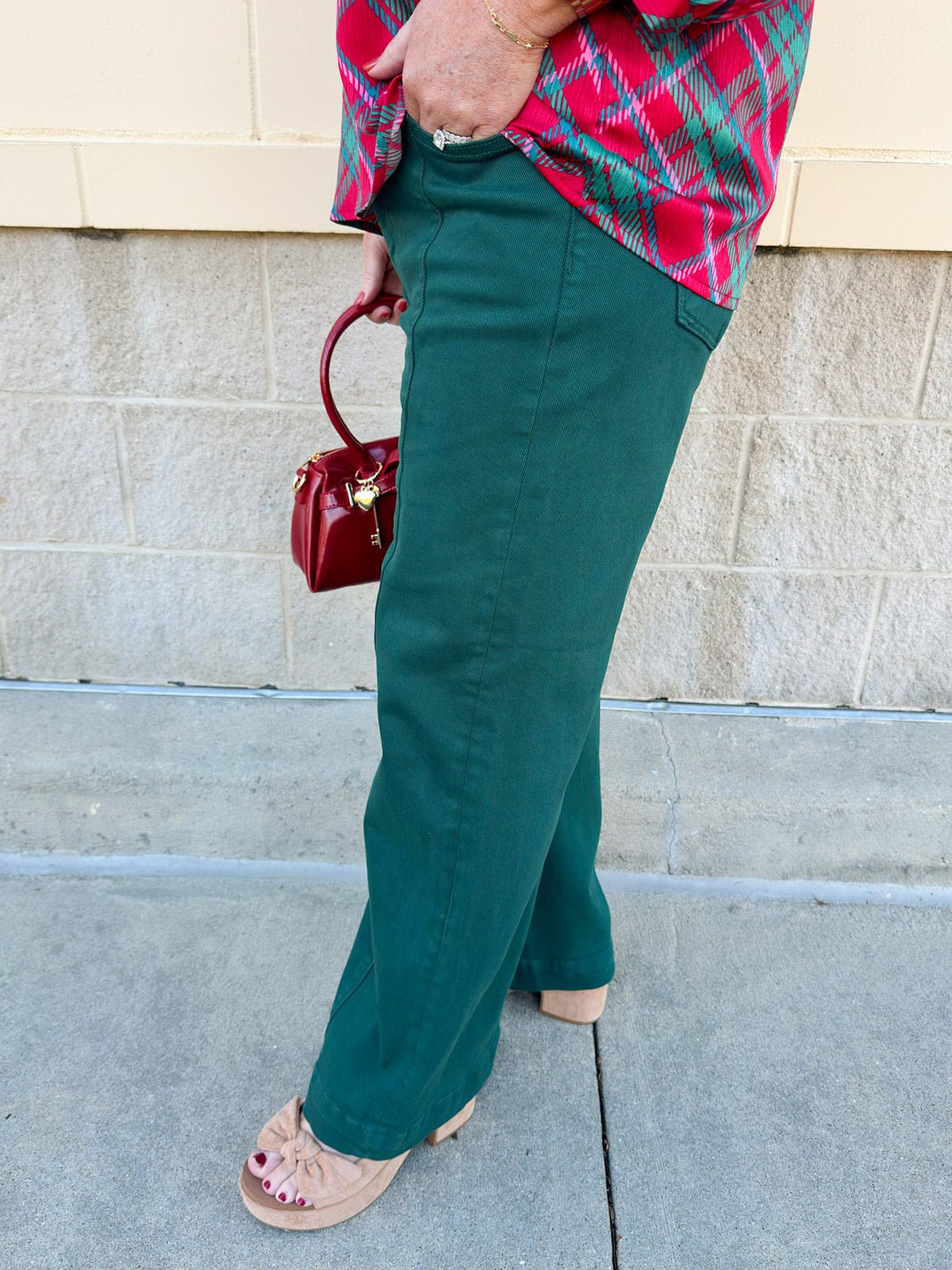 [Risen] Luxe High Rise Crop Jeans in Hunter Green - The Pink Pineapple 850