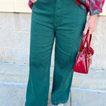 [Risen] Luxe High Rise Crop Jeans in Hunter Green - The Pink Pineapple 850