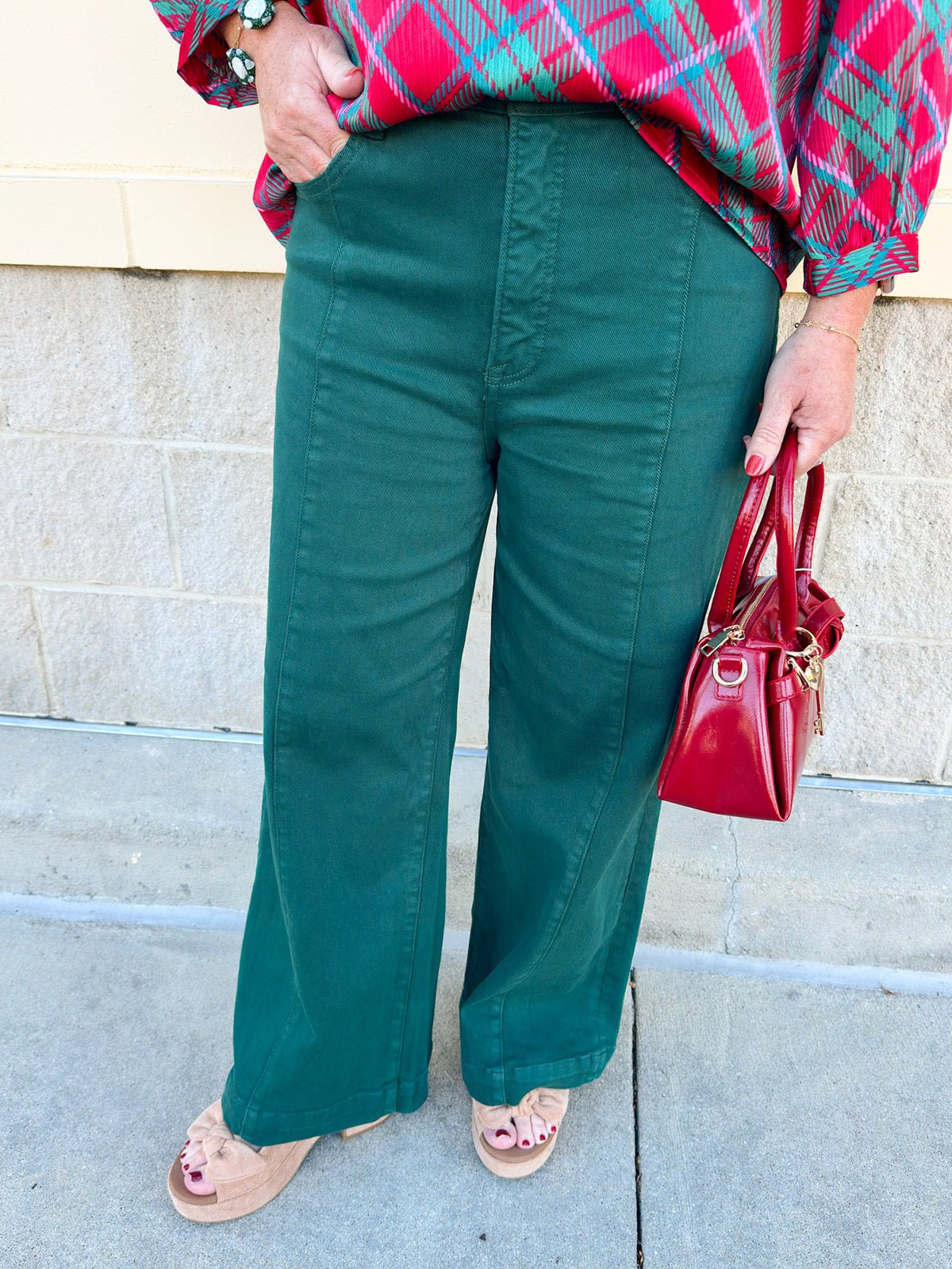 [Risen] Luxe High Rise Crop Jeans in Hunter Green - The Pink Pineapple 850