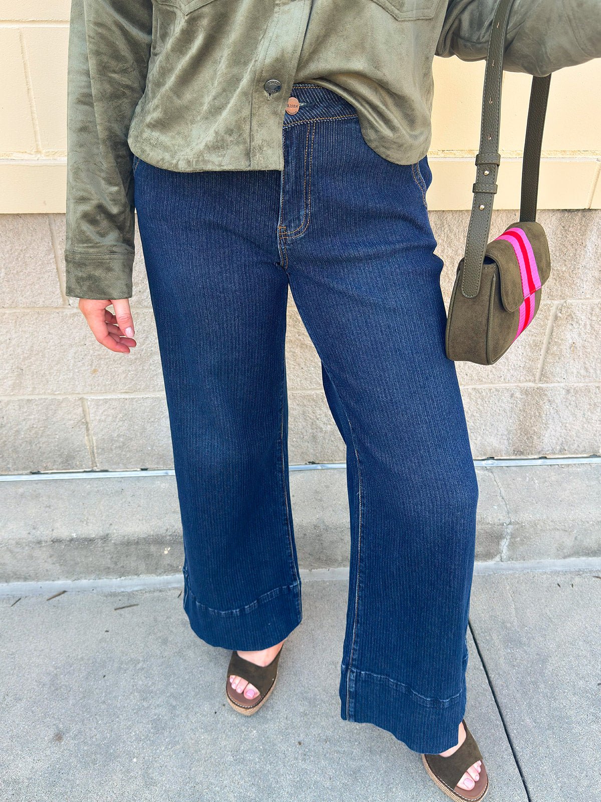 [Risen] Midnight Slouch Mid Rise Wide Leg Jeans in Dark Denim - The Pink Pineapple 850