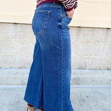 [Risen] Ocean Mid Rise - Crop Wide - Front Slit Jeans - The Pink Pineapple 850