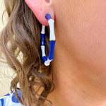 Riviera Blue Stripe Hoop Earrings - The Pink Pineapple 850