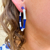 Riviera Blue Stripe Hoop Earrings - The Pink Pineapple 850