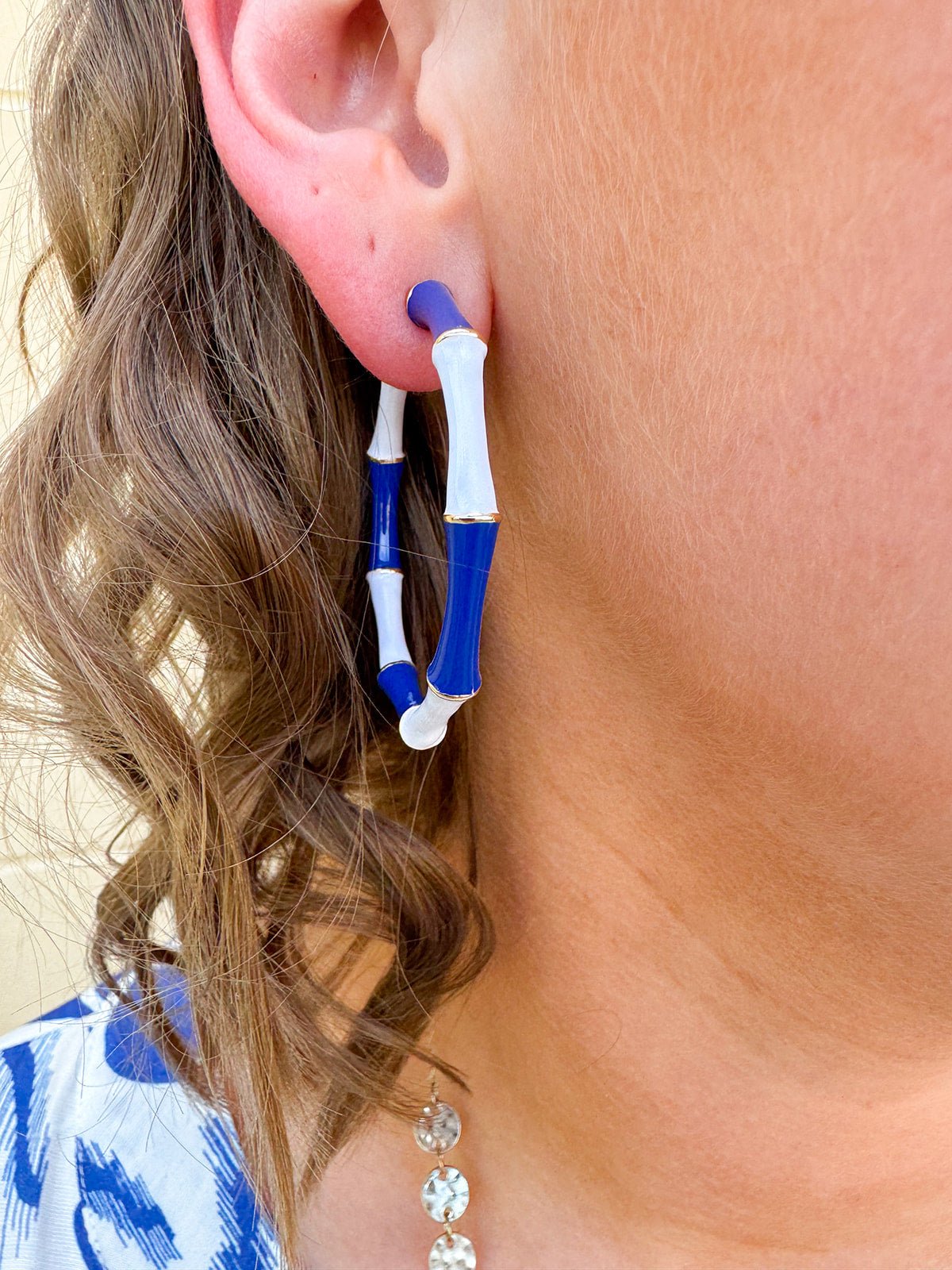 Riviera Blue Stripe Hoop Earrings - The Pink Pineapple 850