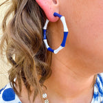 Riviera Blue Stripe Hoop Earrings - The Pink Pineapple 850