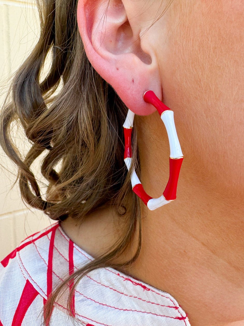 Riviera Red Stripe Hoop Earrings - The Pink Pineapple 850