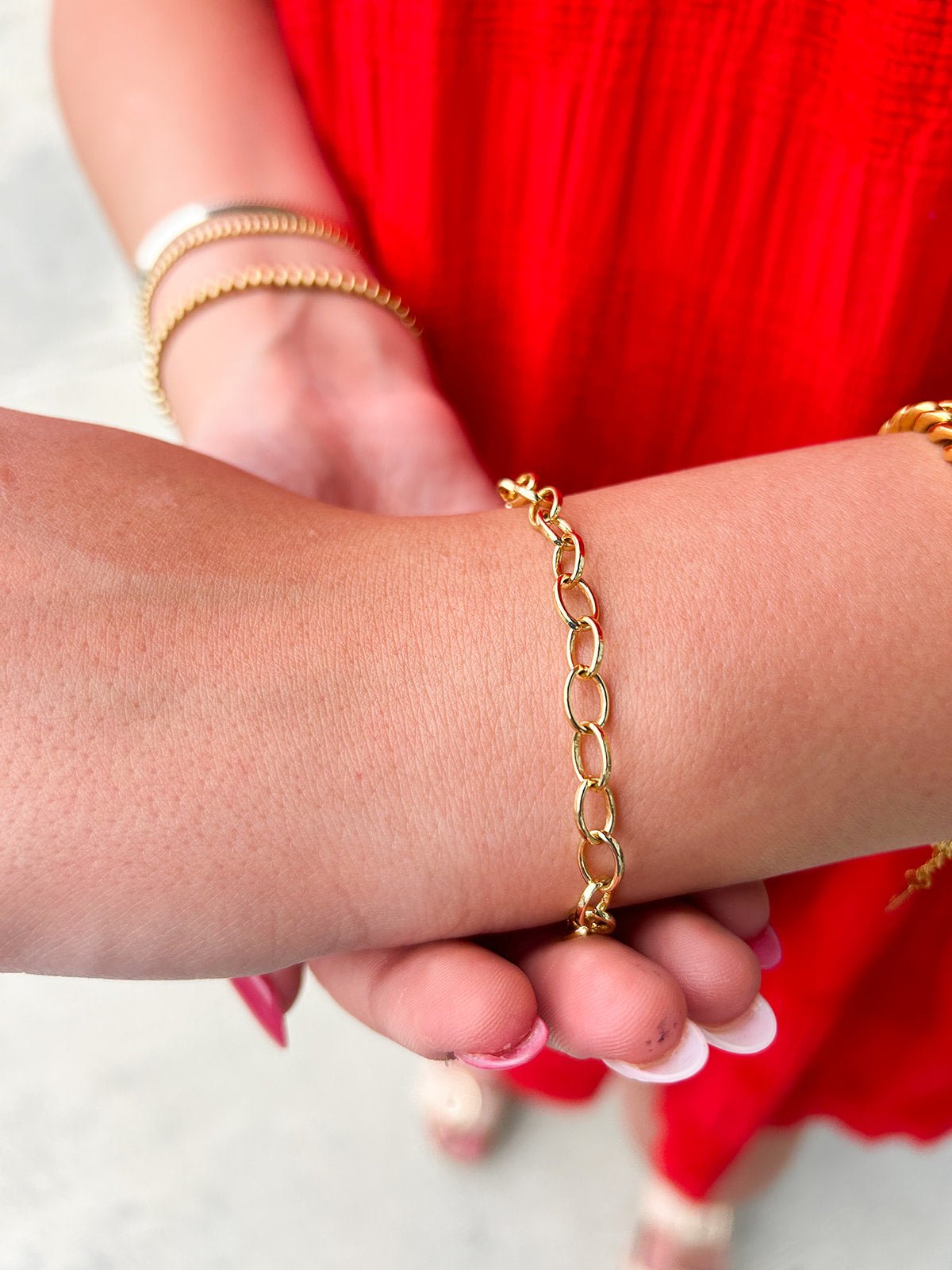 Rolo Chain Link Bracelet - The Pink Pineapple 850