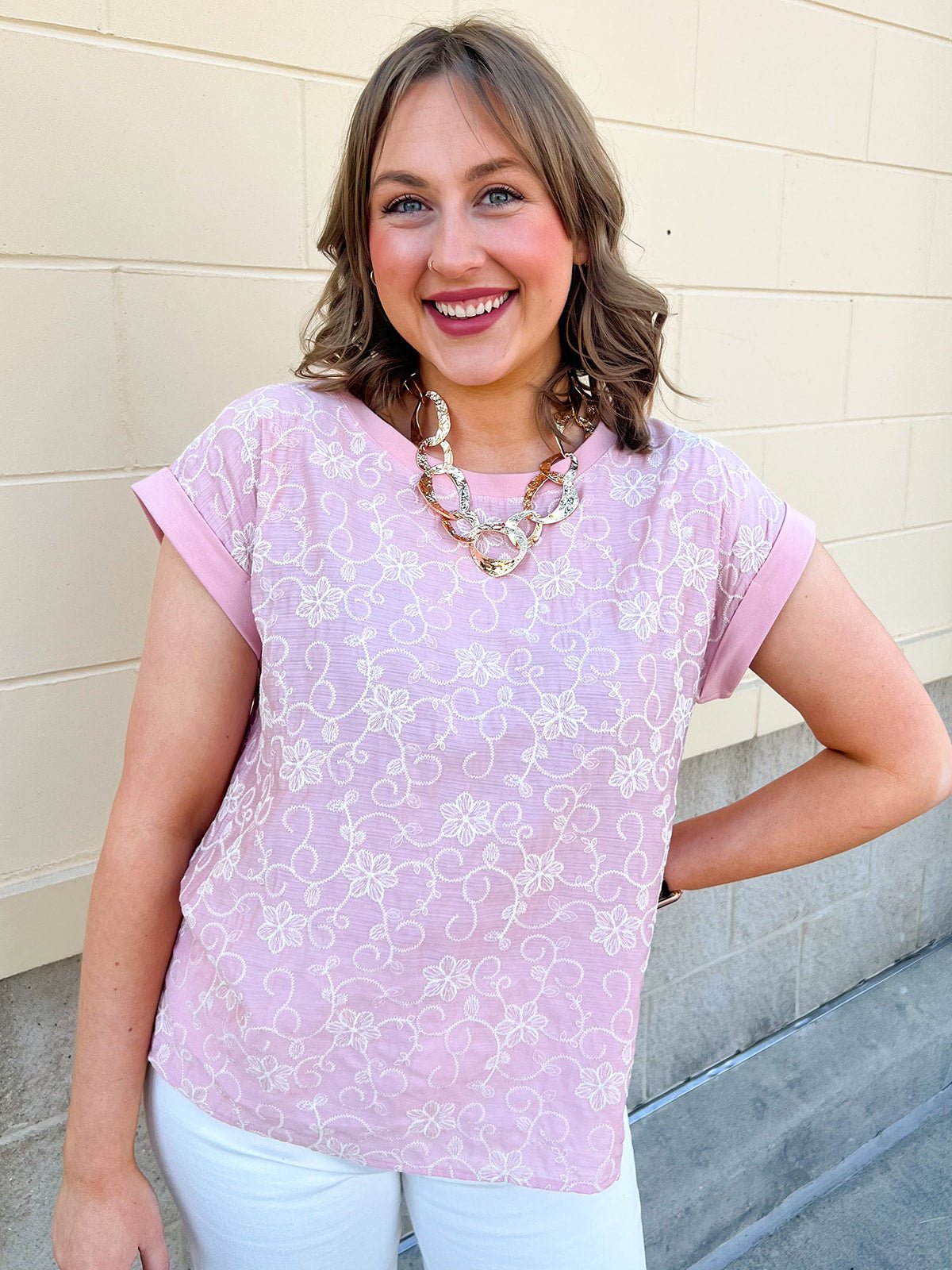 Rosé Garden Embroidered Blouse - The Pink Pineapple 850