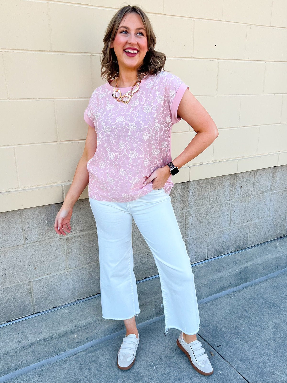 Rosé Garden Embroidered Blouse - The Pink Pineapple 850