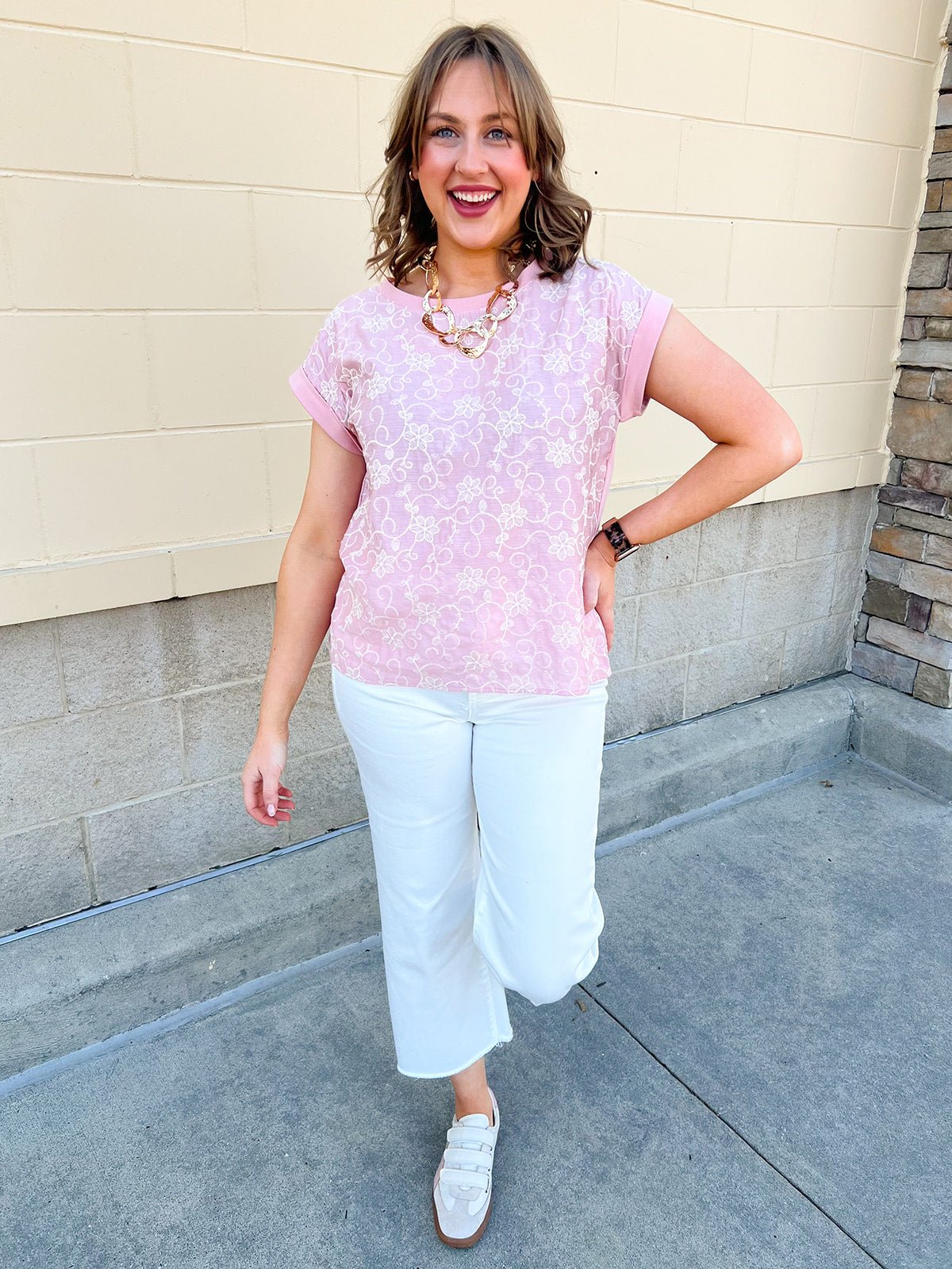 Rosé Garden Embroidered Blouse - The Pink Pineapple 850