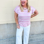 Rosé Striped Boat Neck Top - The Pink Pineapple 850