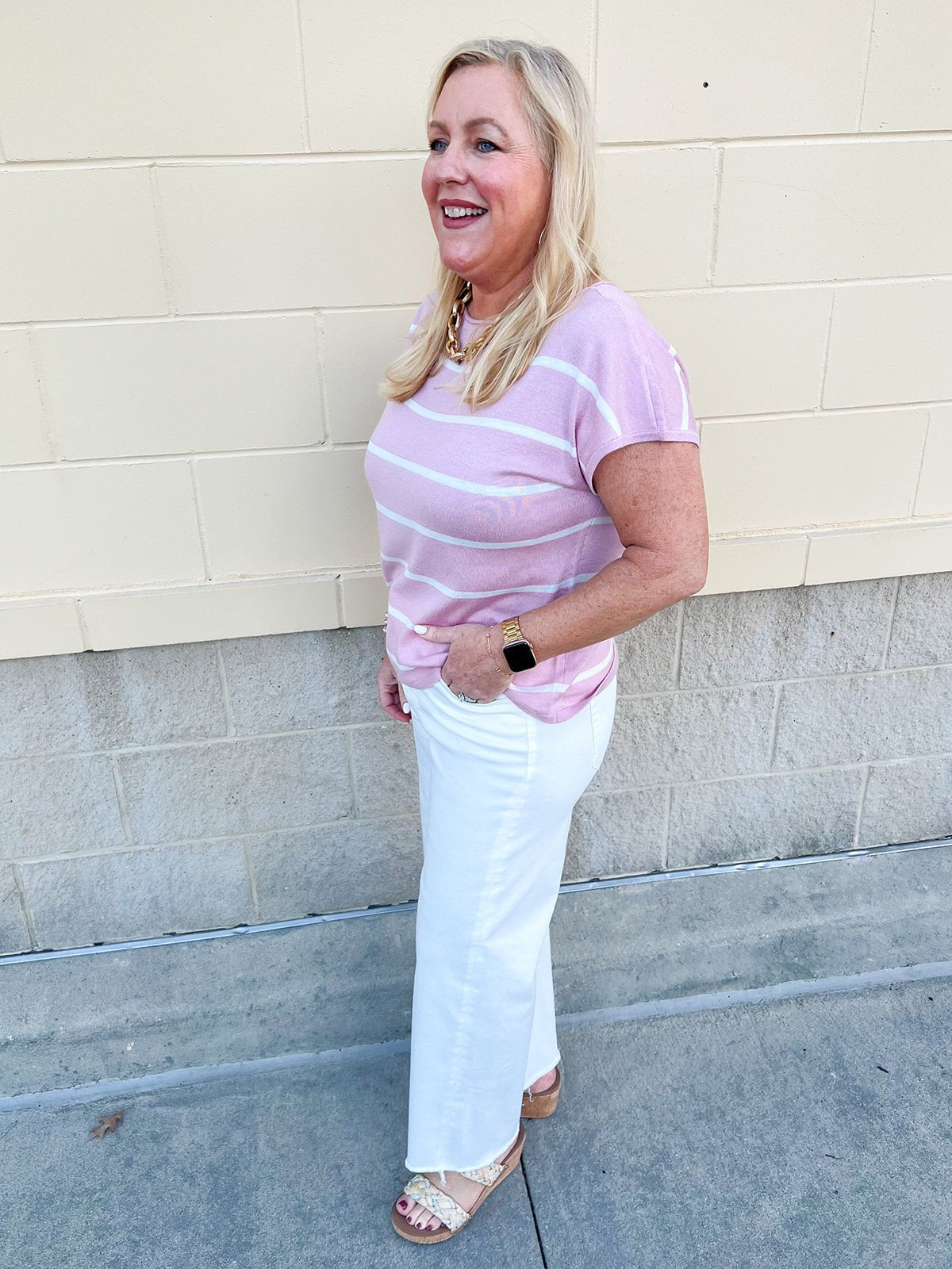 Rosé Striped Boat Neck Top - The Pink Pineapple 850