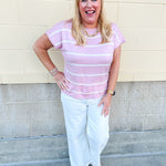 Rosé Striped Boat Neck Top - The Pink Pineapple 850