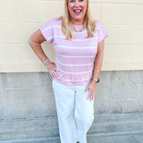Rosé Striped Boat Neck Top - The Pink Pineapple 850