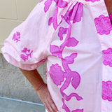 Rosy Bloom Split Neck Blouse - The Pink Pineapple 850