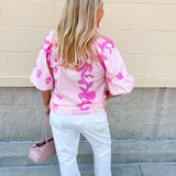 Rosy Bloom Split Neck Blouse - The Pink Pineapple 850